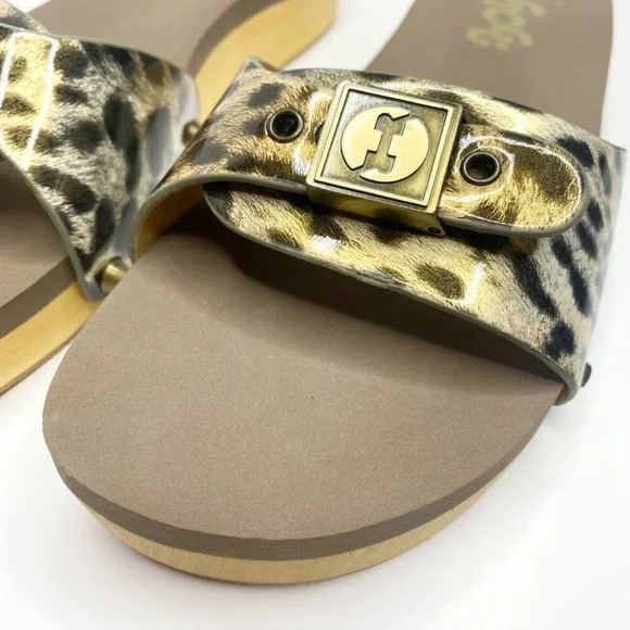 NEW Flogg Melanie Sandals Animal Print Wooden Platform Slides Retro Y2K Size 7.5 - Picture 8 of 10